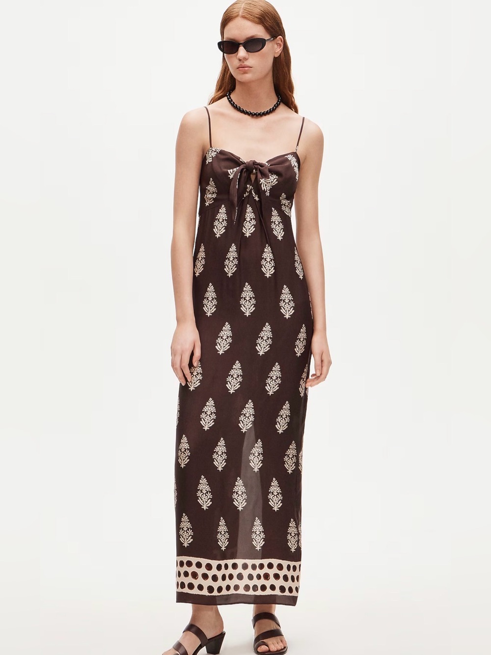 J CREW COLLECTION 8 Tie-front dress in cocoa block print CW698